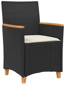 Conjunto de Jantar de Jardim de 5 Peças com Almofadas Pretas de Rattan