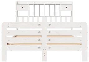 Cama com estante sem colchão 140x200 cm pinho maciço branco