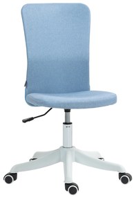 HOMCOM Cadeira de Escritório sem Apoio para os Braços Estofada em Linho Sintético com Altura Ajustável 53x43x85-93 cm Azul | Aosom Portugal