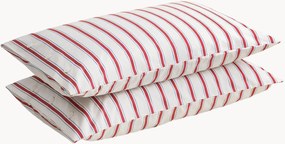 Fronhas em percal de algodão Striped Coral, conjunto de 2