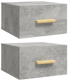 Mesas de cabeceira parede 2 pcs 35x35x20 cm cinza cimento