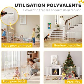 Barreira de segurança metálica, cercadinho dobrável e modular para cães e crianças, 8 painéis, 61 x 75 cm, branco