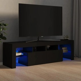 Móvel de TV com luzes LED 140x36,5x40 cm preto