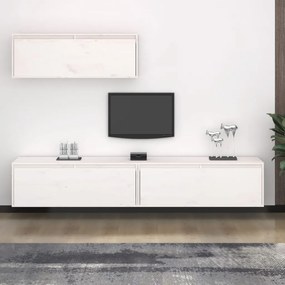Conjunto de armário de TV 3 pcs madeira de pinho maciça branco