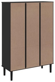 Estante SENJA aspeto de vime 90x35x130 cm pinho maciço preto