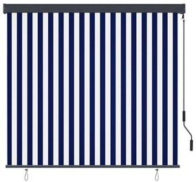 Estore de rolo para exterior 160x250 cm azul e branco