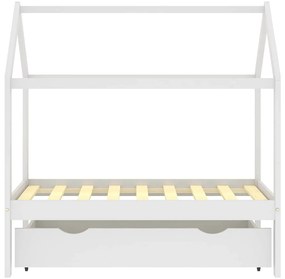 Cama para crianças c/ gaveta 70x140 cm pinho maciço branco
