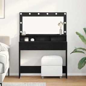 Mesa de Maquiagem vidaXL com Luzes LED Preta Carvalho 100x41x135 cm