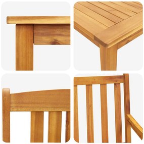 Conjunto de Jantar de Jardim de 5 Peças - Madeira de Acácia Sólida
