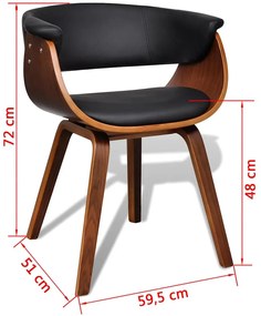 Cadeiras jantar 2 pcs madeira curvada e couro artificial