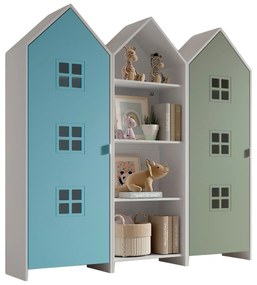 Conjunto 2 armarios Guarda Roupa infantil + estante infantil coleção CASAMI Azul e Verde