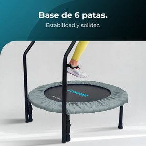 Trampolim de fitness DrumFit Jump 920. 92 cm de diâmetro. Base com 6 pés. Peso máximo do utilizador de 100 kg