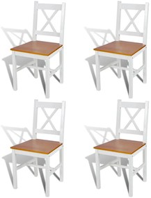 Cadeiras de jantar 4 pcs madeira de pinho branco