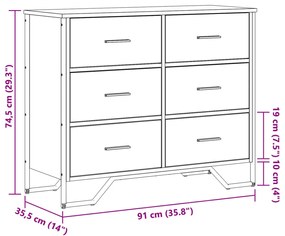 Cómoda 91x35,5x74,5 cm derivados de madeira cinzento sonoma