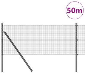 Cerca de Arame Soldado com 13 Postes Cinza 0.8x50 m Aço