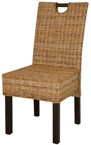 Cadeiras de jantar 4 pcs vime kubu e madeira de mangueira