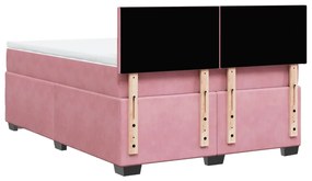 Cama com molas/colchão 140x190 cm veludo rosa