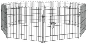 PawHut Cerca para Cães Parque Animais Estimação 8 Painéis Dobrável Cerca Porta Trava Seguro 71x61 cm Preto Resistente Para Gatos | Aosom Portugal