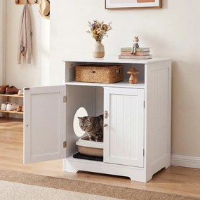 Movel para caixa de areia para gatos (NÃO INCLUIDA) 59,5 x 43,5 x 73 cm  em madeira, móvel embutido com tapete, compartimento, porta com fechadura, ca