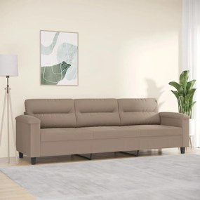 vidaXL Sofá de 3 lugares 210 cm tecido de microfibra cinza-acastanhado