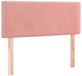 Cama box spring c/ colchão luzes e LED 120x190 cm veludo rosa