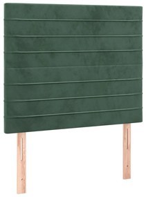 Cama box spring c/ colchão/LED 120x200 cm veludo verde-escuro