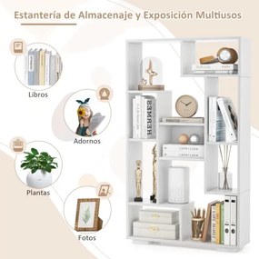 Estante geométrica moderna em madeira com prateleiras abertas Kits anti-derrapantes para sala de estar escritório casa 70 x 20 x 120 cm Branca