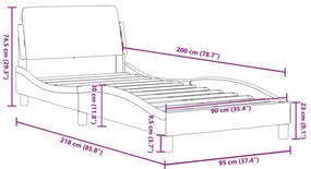 Estrutura de cama sem colchão 90x200 cm tecido cinzento-escuro