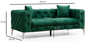 Sofá de 2 Lugares Como – Verde – 197 cm x 70 cm x 90 cm