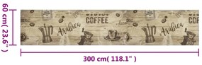 Tapete de cozinha lavável 60x300 cm veludo padrão café castanho