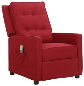 vidaXL Poltrona de massagens elétrica reclinável tecido vermelho tinto