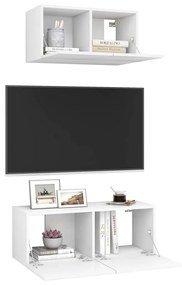 Móvel de TV de Parede Valqui de 2 Módulos - Branco - Design Moderno