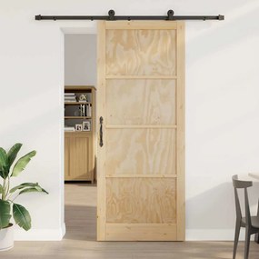 Porta Deslizante vidaXL com Conjunto de Ferragens 93x232 cm Madeira Só