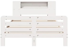 Cama sem colchão 140x200 cm madeira de pinho maciça branco