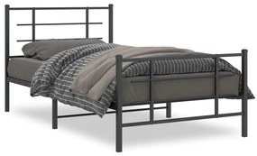 vidaXL Estrutura de cama com cabeceira e pés 100x190 cm metal preto