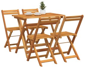 Conjunto Bistro Dobrável de 5 Peças Madeira Maciça Acácia