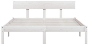 Estrutura de cama casal 135x190 cm pinho maciço branco