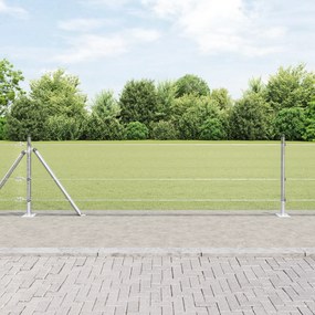 vidaXL Cerca de Fio Soldado com 13 Postes Flangeados 0,5x100 m Aço Galvanizado