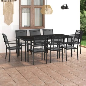 vidaXL 9 pcs conjunto de jantar para exterior aço