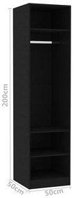 Roupeiro 50x50x200 cm derivados de madeira preto