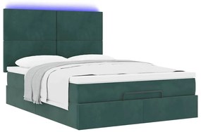 Estrutura cama otomana colchões 140x200 cm veludo verde escuro