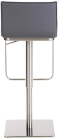 Banco de bar Limon em couro sintético 39 x 80-103 x 46 cm Cinzento