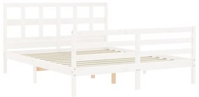 Estrutura de cama King Size com cabeceira madeira maciça branco