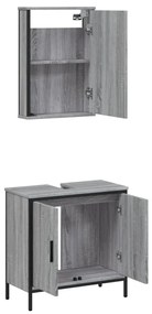 2 pcs conjunto móveis WC derivados de madeira sonoma cinza