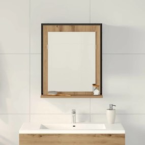 Espelho de Banheiro vidaXL Carvalho Artisan 50x12x60 cm Madeira Deriva