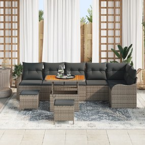 Conjunto Sofá Jardim vidaXL com Almofadas Cinza em Rattan Poliéster Ac