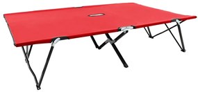 Espreguiçadeira/cama dobrável para 2 pessoas aço vermelho