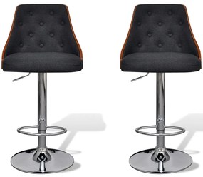 Bancos de bar 2 pcs madeira curvada e tecido