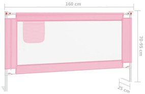 Barra de segurança p/ cama infantil tecido 160x25 cm rosa