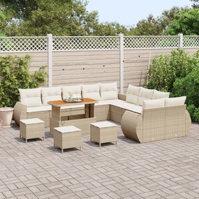 Conjunto de Sofá de Jardim vidaXL de 14 peças com Almofadas Bege de Ra